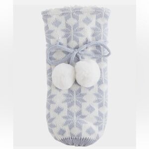NWT Knitted Wine Bag & Coozie Set. Sherpa Lined Snowflake Pattern Summer & Rose